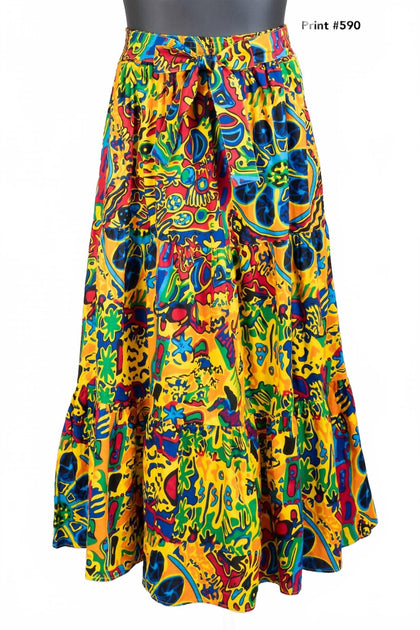 Kara Chic African Print Maxi Skirt Multi One Size 4