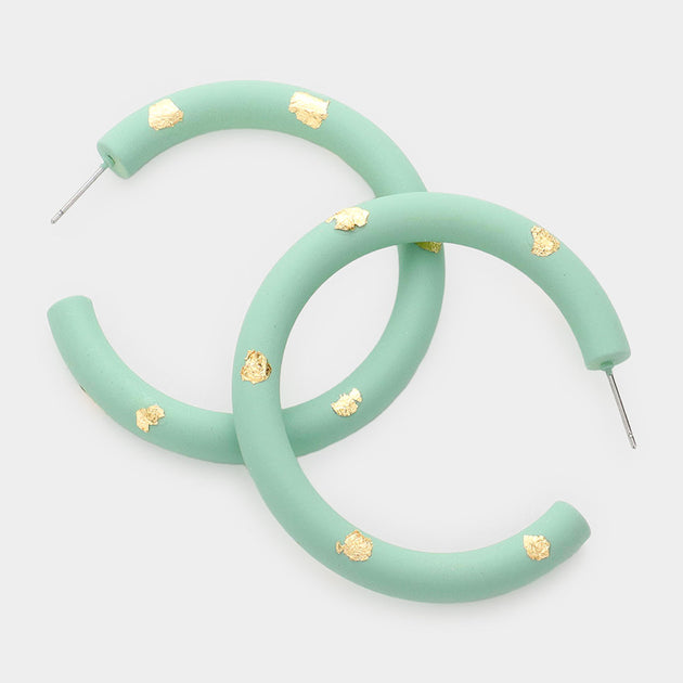 FASHNZFAB Hoop Earrings Green 4