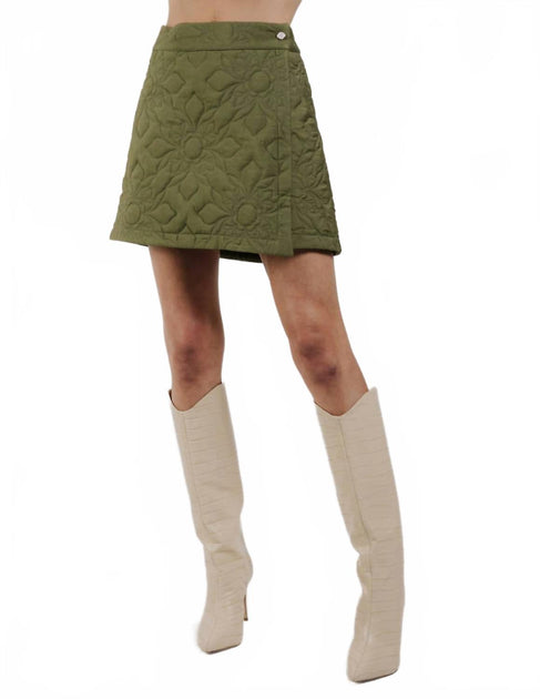 LOVE THE LABEL Melanie Mini-jupe Matelassée Vert Small 2