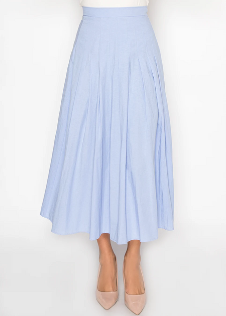 Yal New York Light Blue Flow Midi Skirt Blue Small 2
