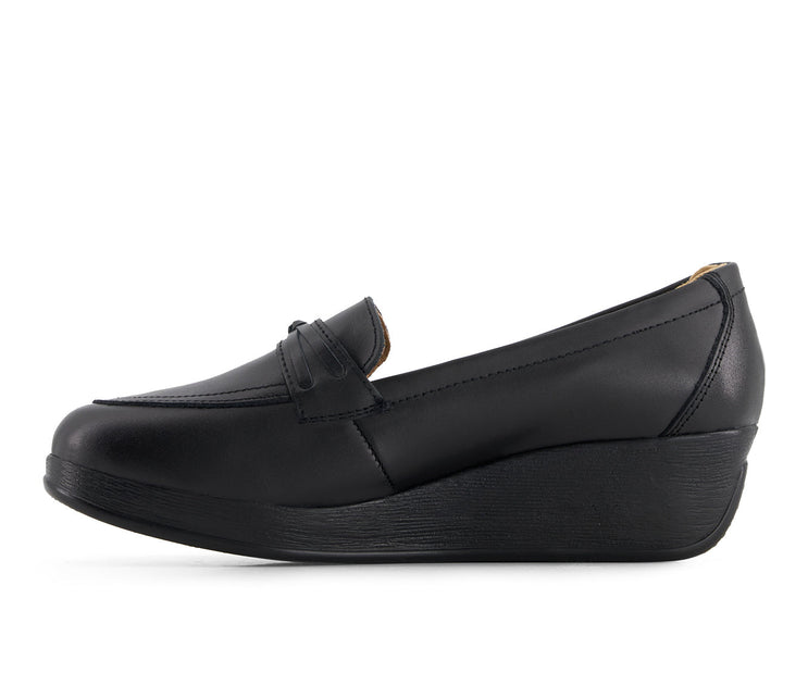 Andrea 37639 Women's Leather Platform Loafers Black US 9 3