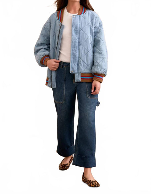 Blue Thread Oversized Quilted Bomber Jacket Grey Small 2