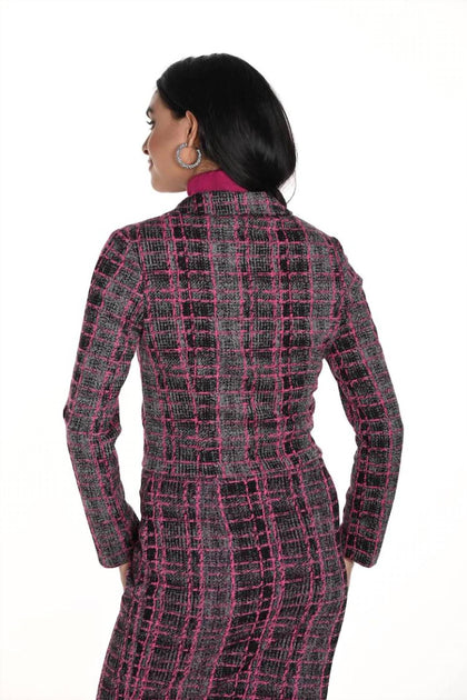 Frank Lyman Plaid Knit Blazer Purple US 8 3