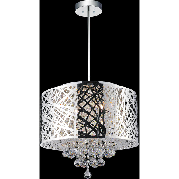 CWI Lighting Eternity 6-Licht Trommelschirm Kronleuchter Chrom 2