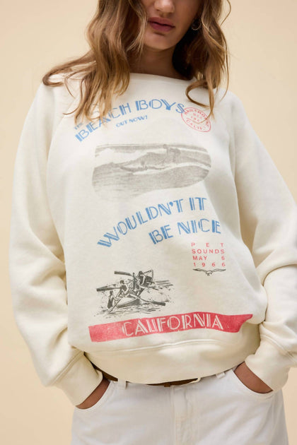 DAYDREAMER The Beach Boys Wouldn't It Be Nice Vintage Raglan Sweatshirt Beige Small 2