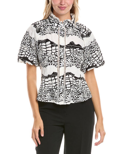 Gracia Print Floral Blouse Weiß Small 2