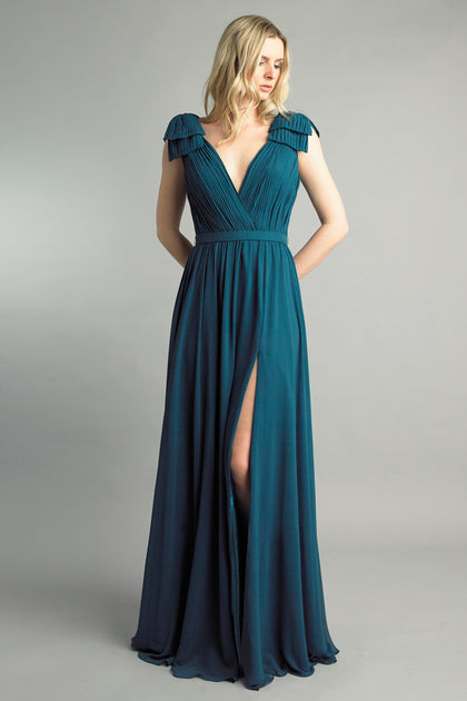 Basix Black Label Pleated Deep V Gown Pink US 8 2
