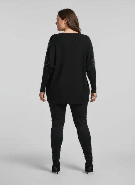 TRUEDAMES Midnight Sparkle Knit Tunic Top Black XLarge 4