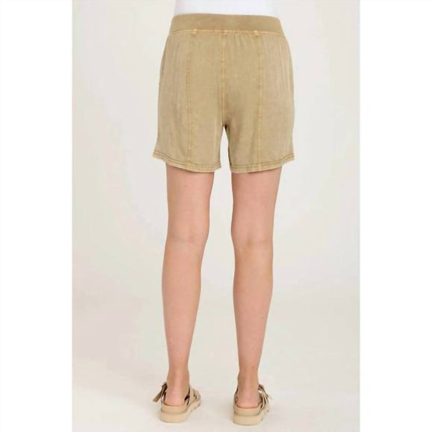 XCVI Distressed Pull-On Wash Shorts Beige XSmall 3