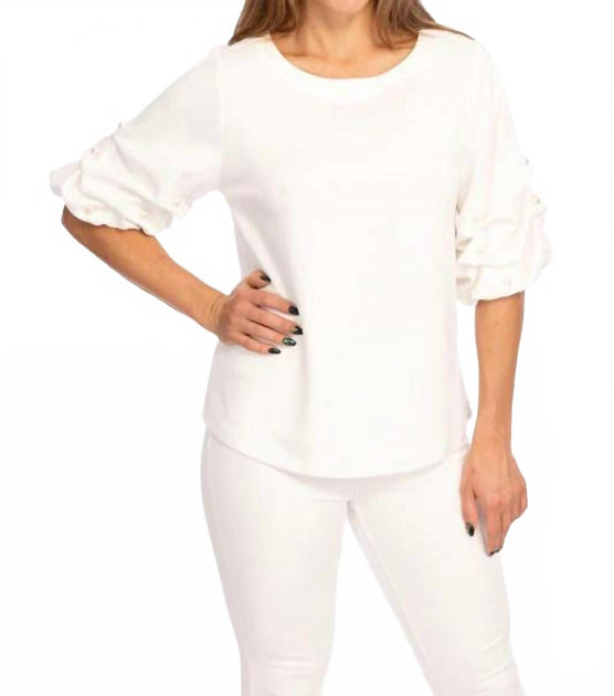 Beverly Rose Pearl Gathered Top White Small 3