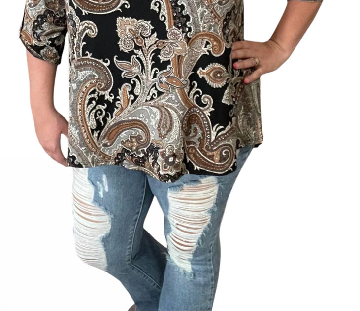 honeyme Paisley Gabby Top Black Small 2