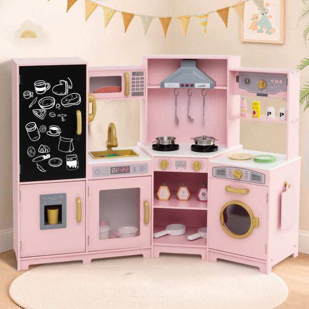 Hivvago Corner Wooden Play Kitchen Multicolor 3
