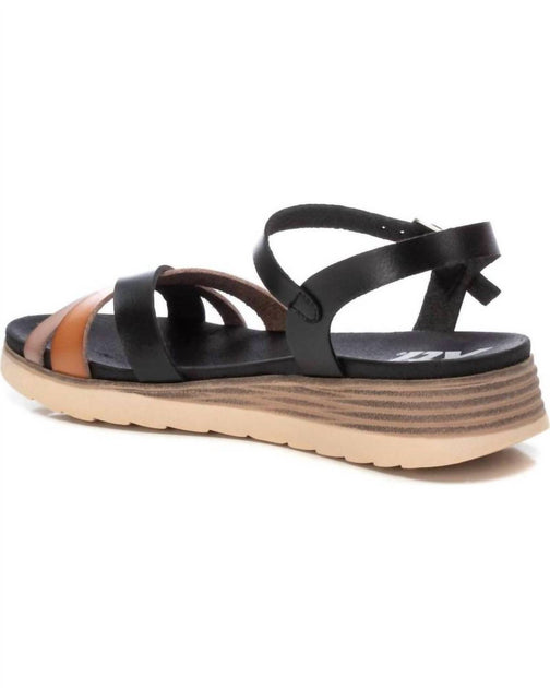 Xti Low Wedge Strappy Sandals Black US 7 4
