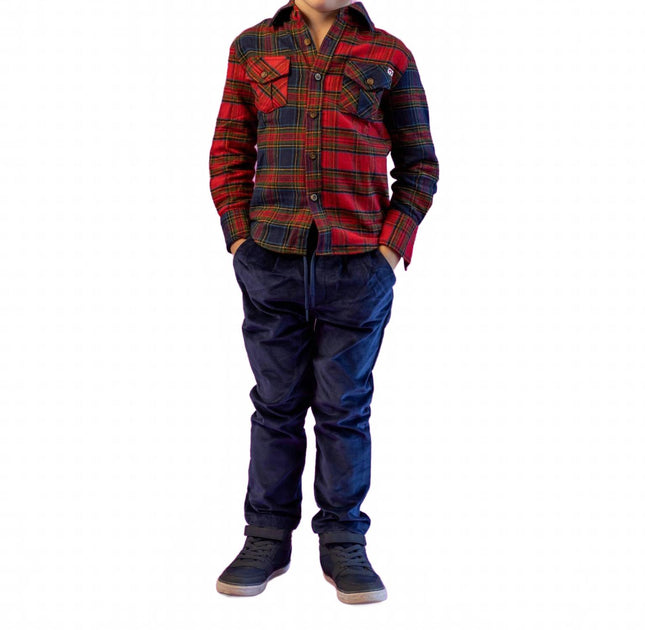 Appaman Kinder Holiday Plaid Flannel Shirt Rot US 6 3