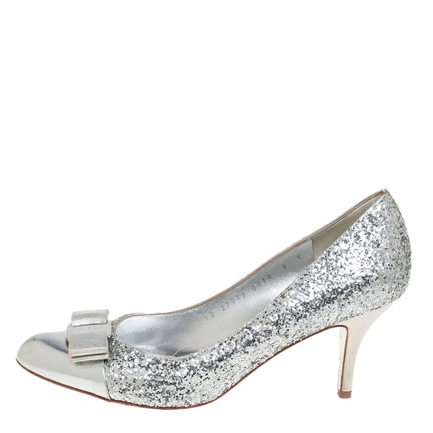 Salvatore Ferragamo Vara Bow Pumps Silver EU 38.5 3