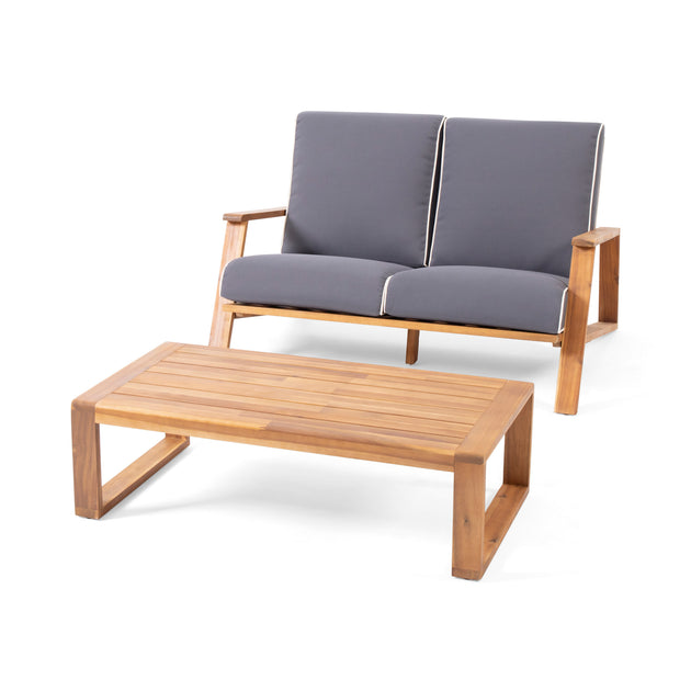 Streamdale Adirondack Patio Loveseat Coffee Table Set Brown 3