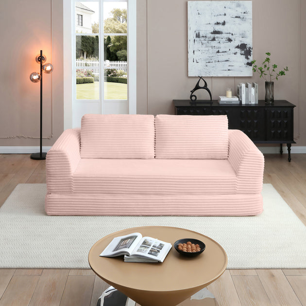 Streamdale 2-in-1 Folding Convertible Sofa Bed Pink 4