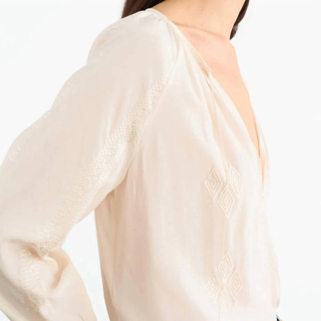 NILI LOTAN Cristo Silk Blouse Beige Medium 3