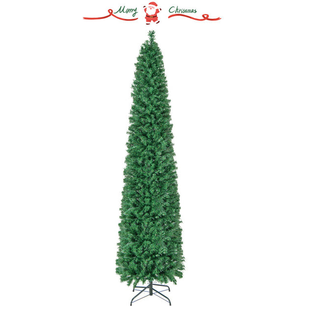 BreeBe Pre-Lit Christmas Pencil Tree Green 8ft 2