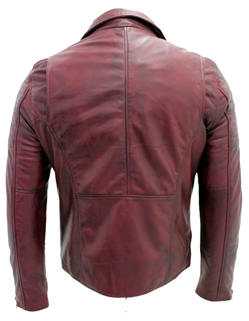 Infinity Brando Leather Biker Jacket Red 4XLarge 3