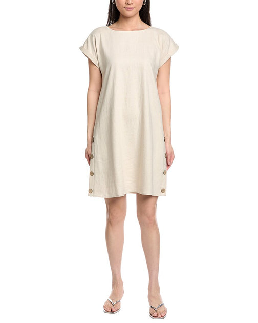 Jones New York Linen-Blend Swing Dress Brown Medium 2