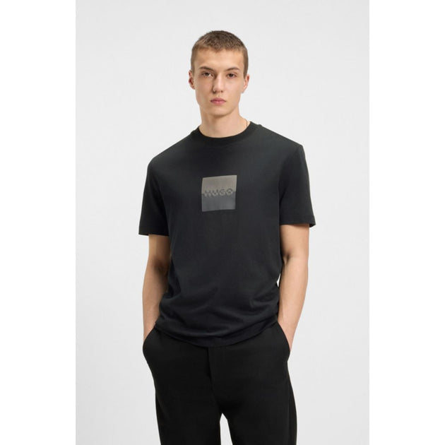 HUGO Cotton-jersey T-shirt with split-logo print | ShopSimon