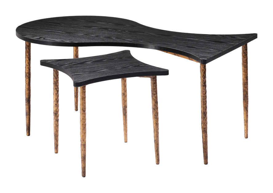 Hivvago Norden Coffee Table Set Black Bronze 3
