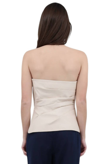 Iris Setlakwe Leather Bustier Strapless Top Beige US 2 3