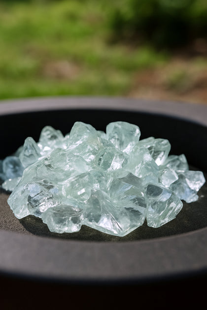 Hivvago Clear Round Reflective Fire Pit Glass 3