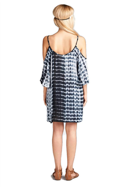 Velzera Tie Dye Fringe Mini Dress Blue Small 4