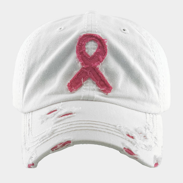 FASHNZFAB Pink Ribbon Vintage Baseball Cap Black 3