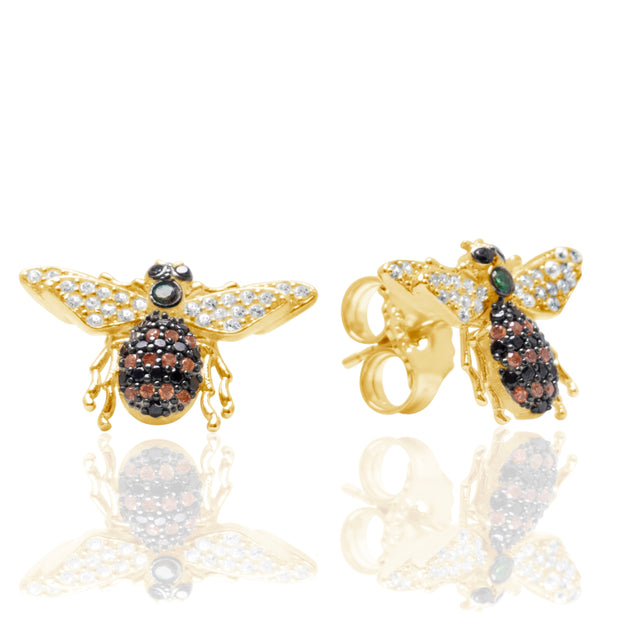 Suzy Levian Bumble Bee Sterling Silver Cubic Zirconia Earrings Black 3