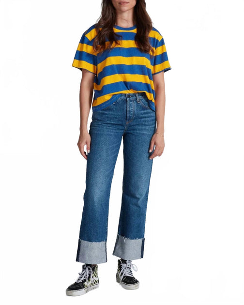ASKK NY Cuffed Mid Rise Straight Jeans Bleu 28 2