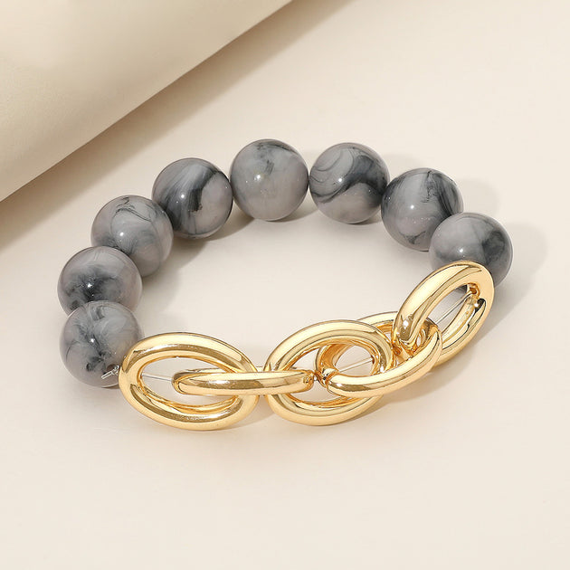 FASHNZFAB Beaded Stretch Bracelet Silver One Size 5