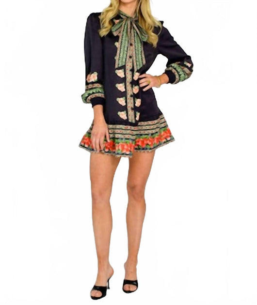 Elizabeth James The Label Brit Bow Mini Dress Green Medium 2