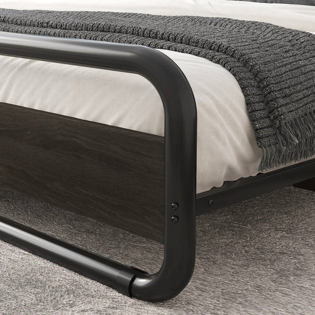 Hivvago King Round Metal Platform Bed Black 4