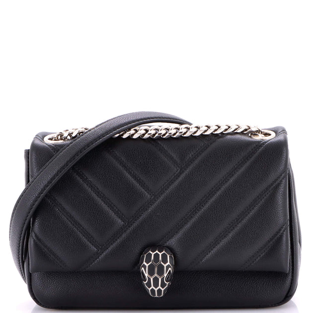 Bvlgari Serpenti Cabochon Shoulder Bag Black Small 2