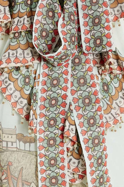 Zimmermann Bead-Embellished Printed Chiffon Blouse White US 6 4