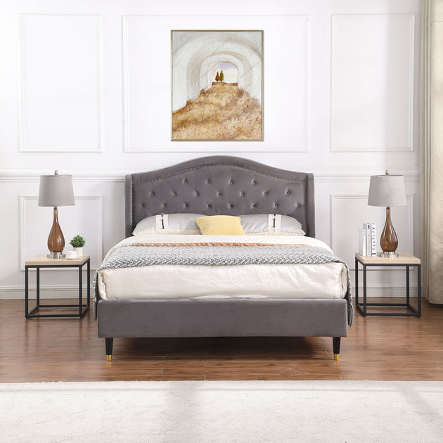 Streamdale Square Wood & Metal End Table Natural Oak 3