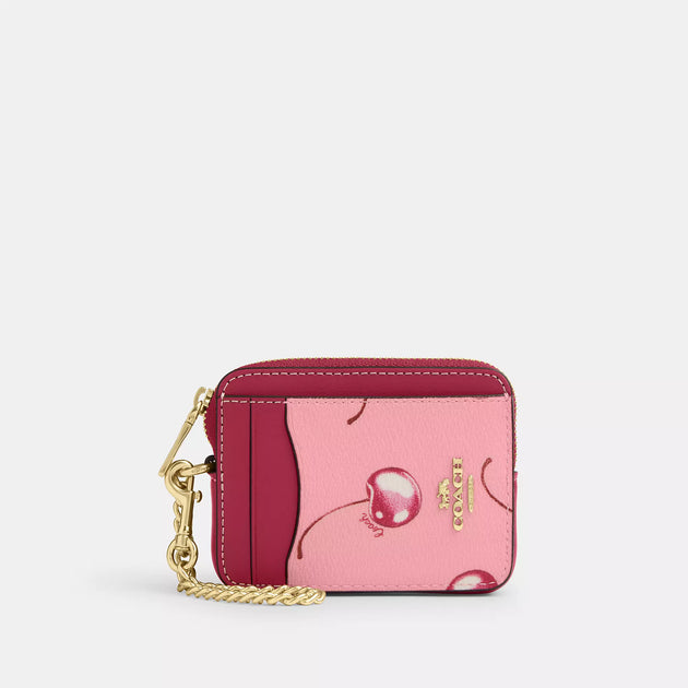 Coach Outlet Zip Card Case With Cherry Print | ShopSimon