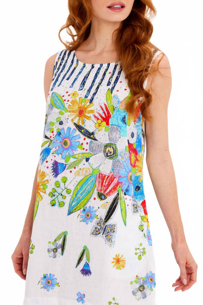 DOLCEZZA Floral Woven Dress White Small 4