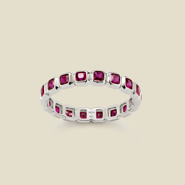 Made By Mary July Birthstone Eternity Ring Pink US 9 2
