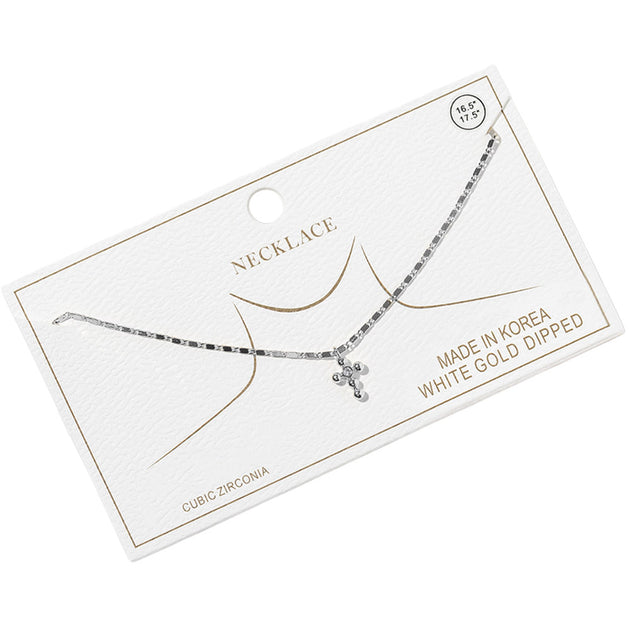 FASHNZFAB Point Mini Cross Pendant Necklace Silver 3