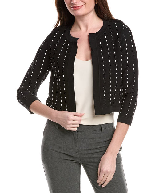 Anne Klein Pinstripe Cardigan Black Large 2