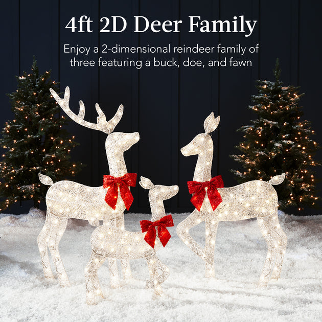 Best Choice Products 4ft 3-Piece Lighted 2D Christmas Deer Set 3