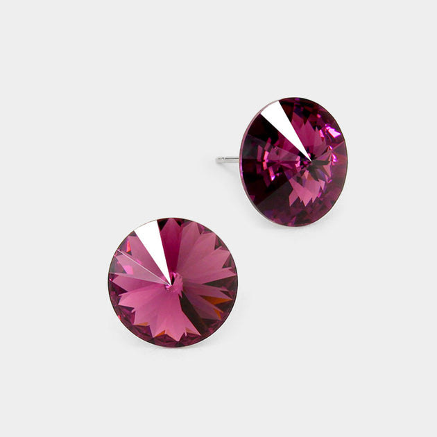 FASHNZFAB Crystal Stud Earrings Green 15mm 3