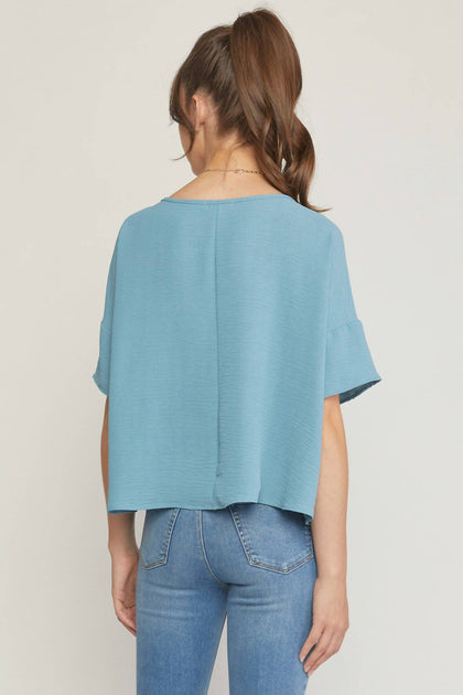 entro Round Neck Babydoll Top Blue Small 4