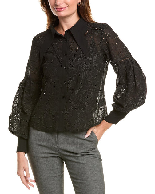 Chemisier Gracia à Broderies Anglaises Noir S 2