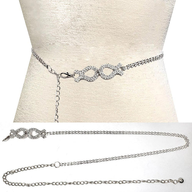 FASHNZFAB Rhinestone Paved Chain Belt Multi One Size 3