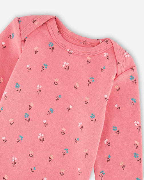 Deux par Deux Organic Cotton Long Sleeve Romper Pink Floral 0-3 Months 4